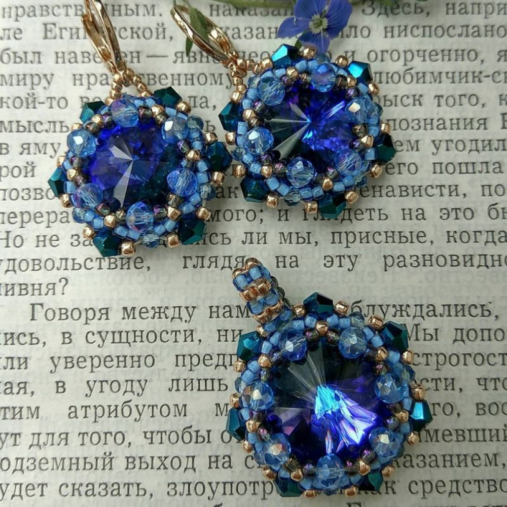 Комплект сережки і кулон "Барвінок"
