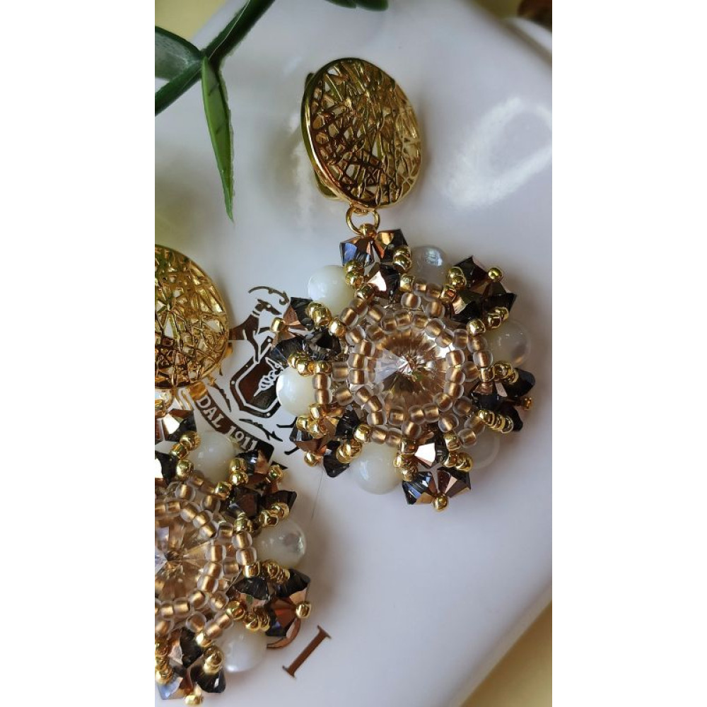 Масивні сережки з кристалів Swarovski ,,Сонячне сяйво ``
