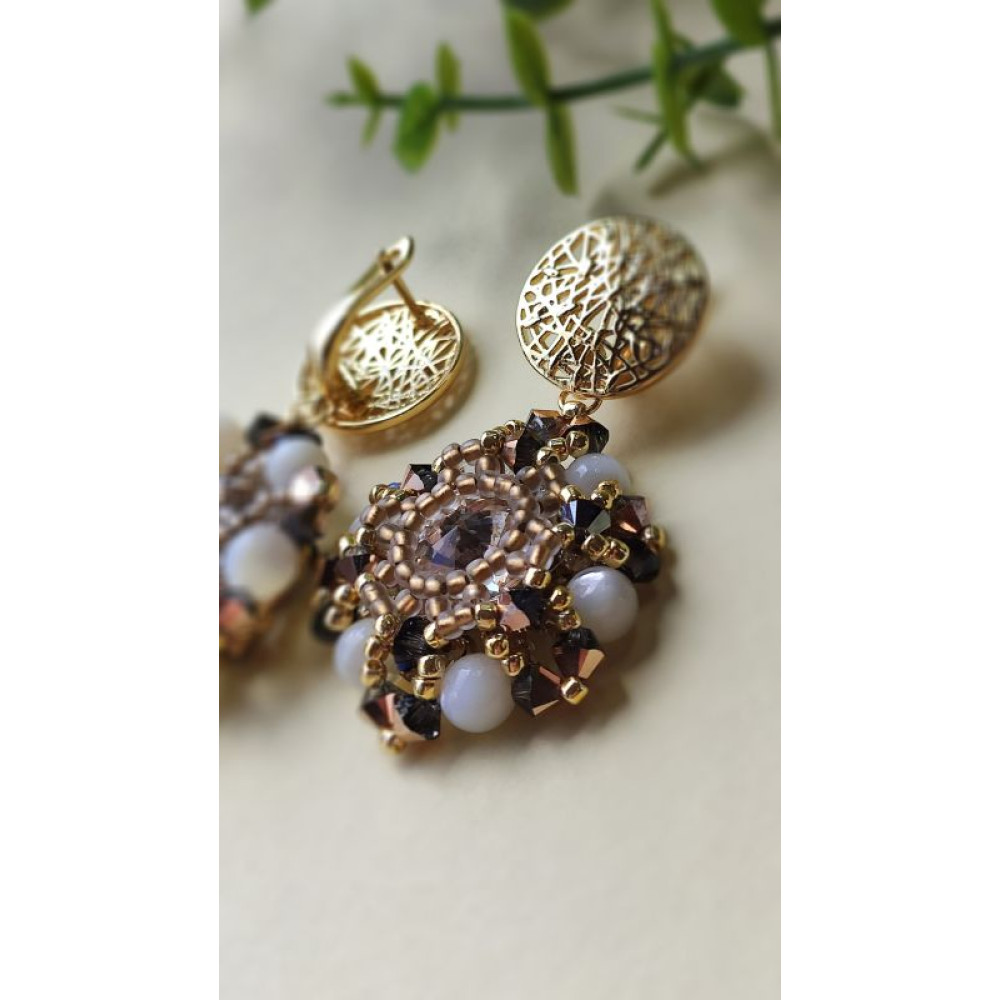 Масивні сережки з кристалів Swarovski ,,Сонячне сяйво ``