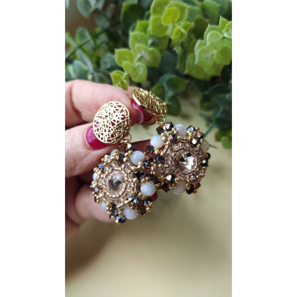 Масивні сережки з кристалів Swarovski ,,Сонячне сяйво ``