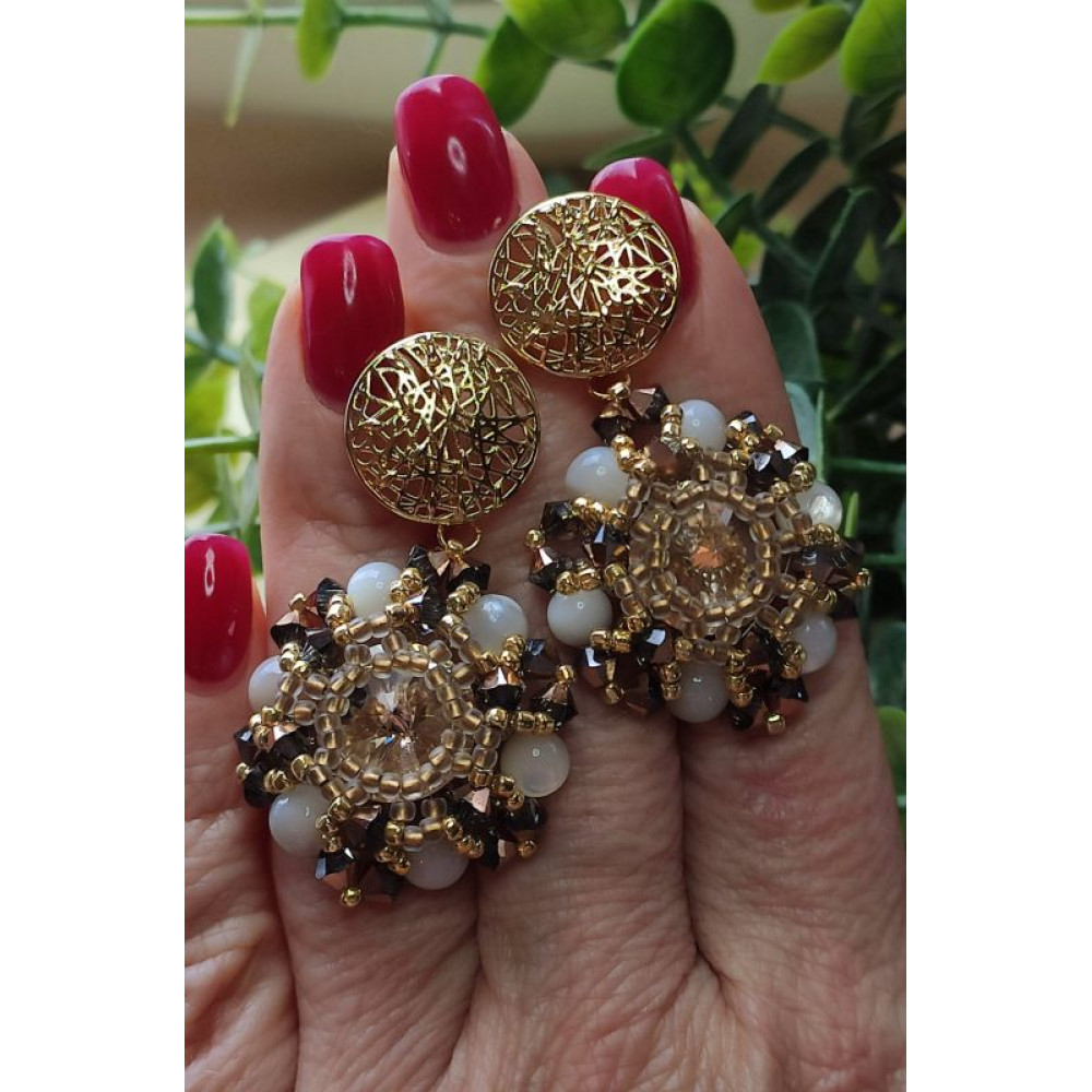 Масивні сережки з кристалів Swarovski ,,Сонячне сяйво ``