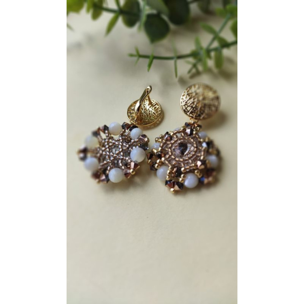 Масивні сережки з кристалів Swarovski ,,Сонячне сяйво ``