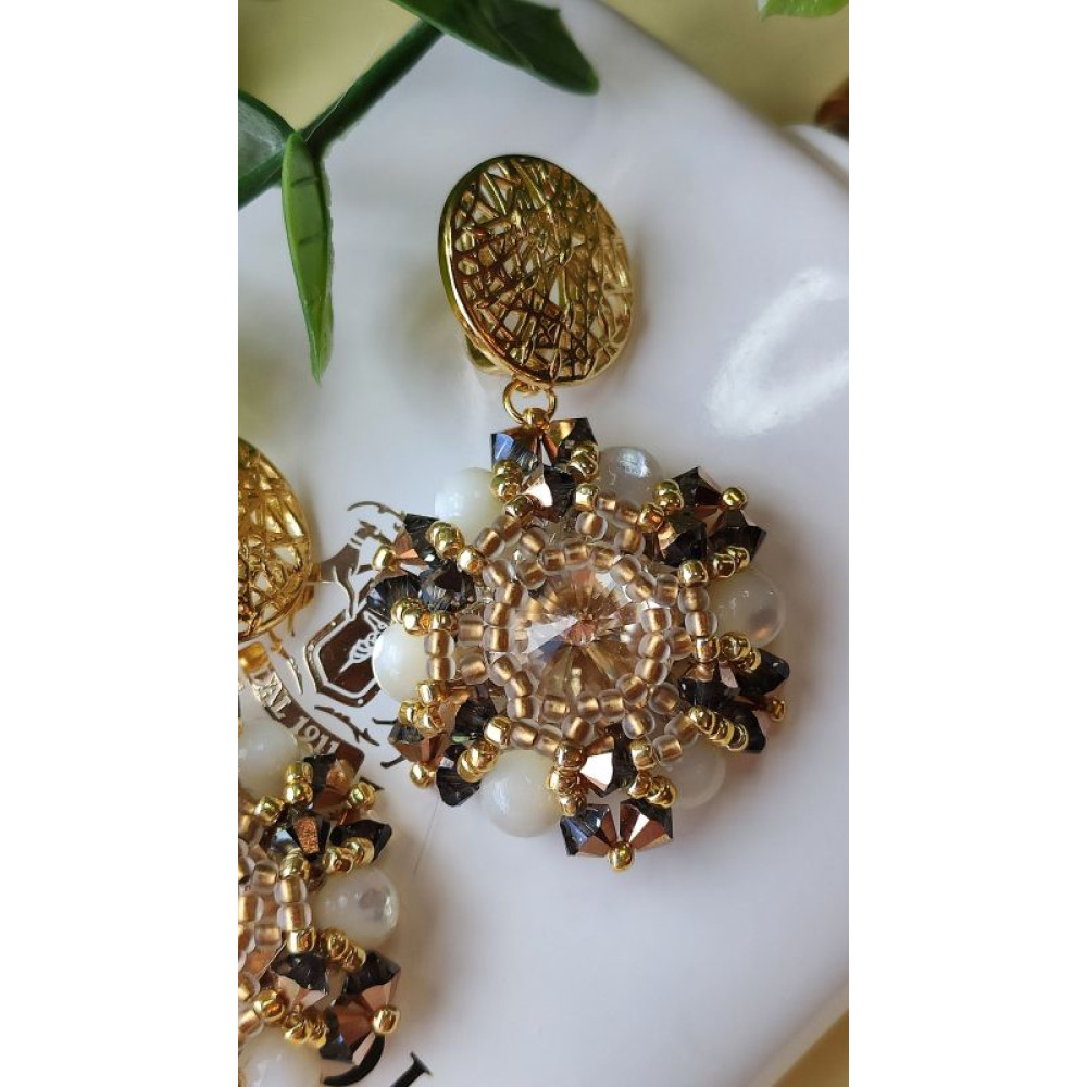 Масивні сережки з кристалів Swarovski ,,Сонячне сяйво ``
