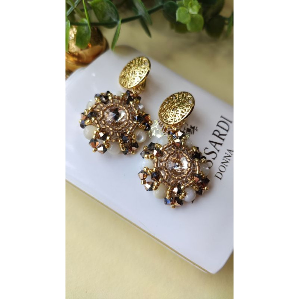 Масивні сережки з кристалів Swarovski ,,Сонячне сяйво ``