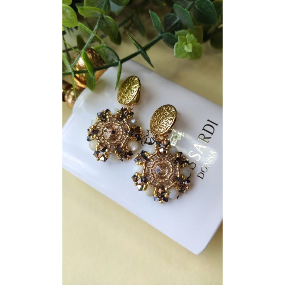 Масивні сережки з кристалів Swarovski ,,Сонячне сяйво ``