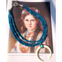 Лунниця з блакитним гранованим агатом