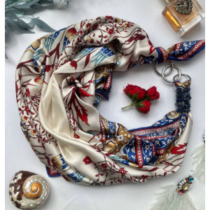 Дизайнерська хустка "Східна казка" від бренда My Scarf, прикрашена натуральним каменем содалит
