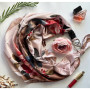 Дизайнерська шовкова хустка My Scarf "Квітка кохання" 90 на 90 см  з каменем гранат