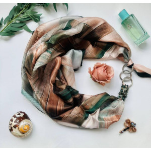 Дизайнерський шифоновий хустка "Лісова казка" від бренда My Scarf, прикрашений натуральним каменем яшма