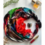 Дизайнерська шовкова хустка My Scarf "Гра пристрасті" 90 на 90 см прикрашений  натуральним коралом