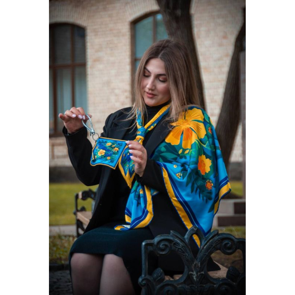 Набір твіллі + брелок + хустка "Квіти України" MyScarf