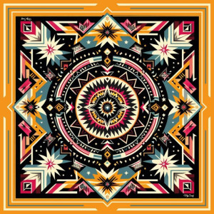 Дизайнерська шовкова хустка My Scarf "Карпатська зірка" 70 на 70 см золота
