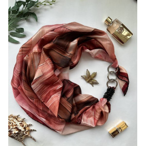 Дизайнерська шифонова хустка на кільцях від My Scarf "Золотий світанок" 90 на 90 см