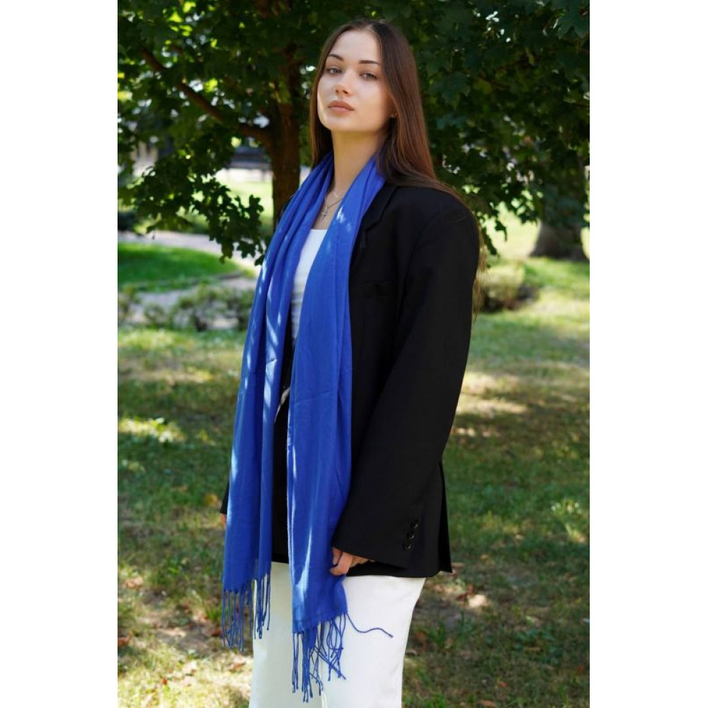 Жіночий яскравий синій шарф, великий котоновий шарф "Мілан" від My scarf 180 на 60 см
