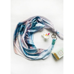 Дизайнерська хустка "Бірюзовий риф" колекція VIP від бренду my scarf, подарунок жінці, прикрашений малахітом!