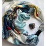 Дизайнерська шовкова хустка My Scarf "Морський бриз" 90 на 90 см прикрашений  натуральним агатом