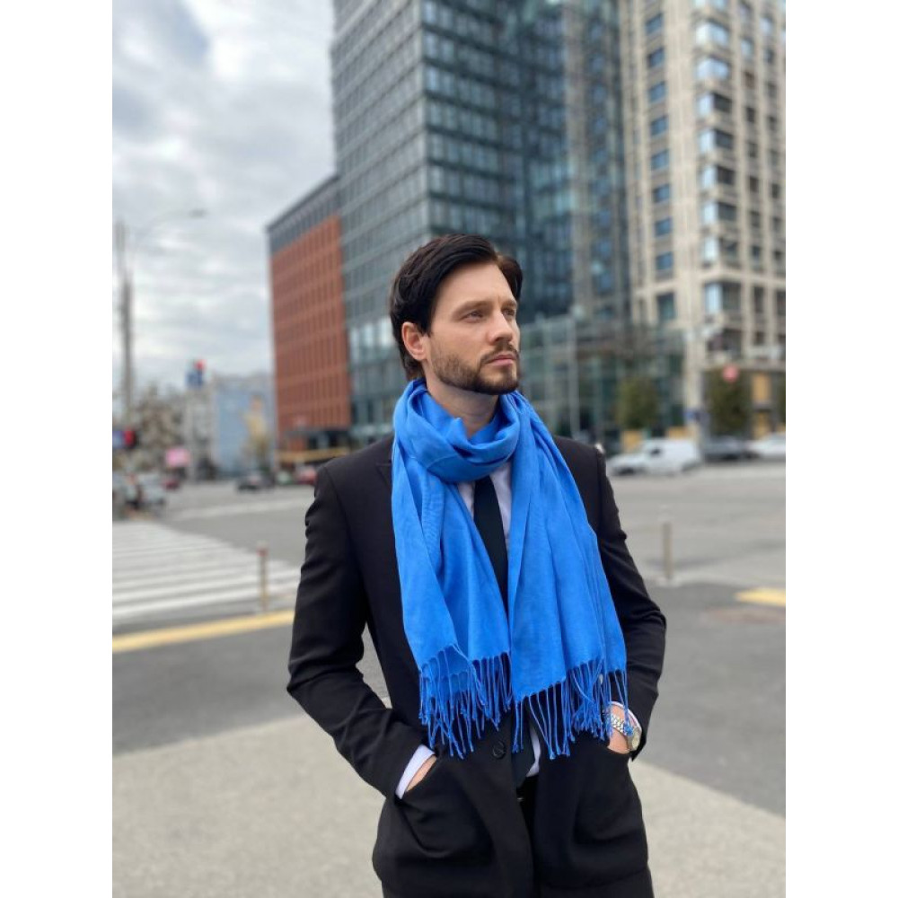Чоловічий синій шарф великий чоловічий котоновий шарф "Мілан" від My scarf 180 на 60 см