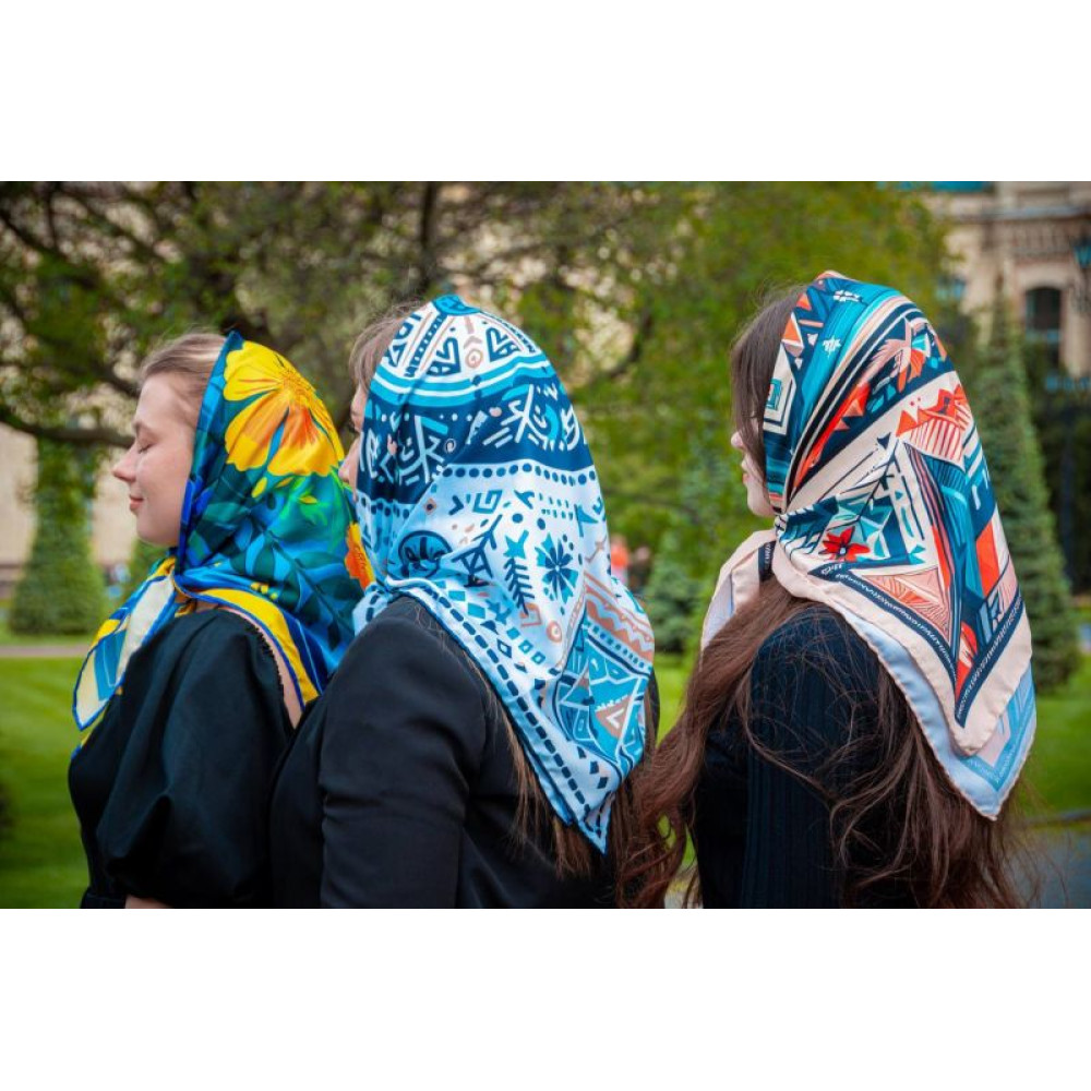 Велика дизайнерська хустка My Scarf "Круговорот життя 90 на 90 см