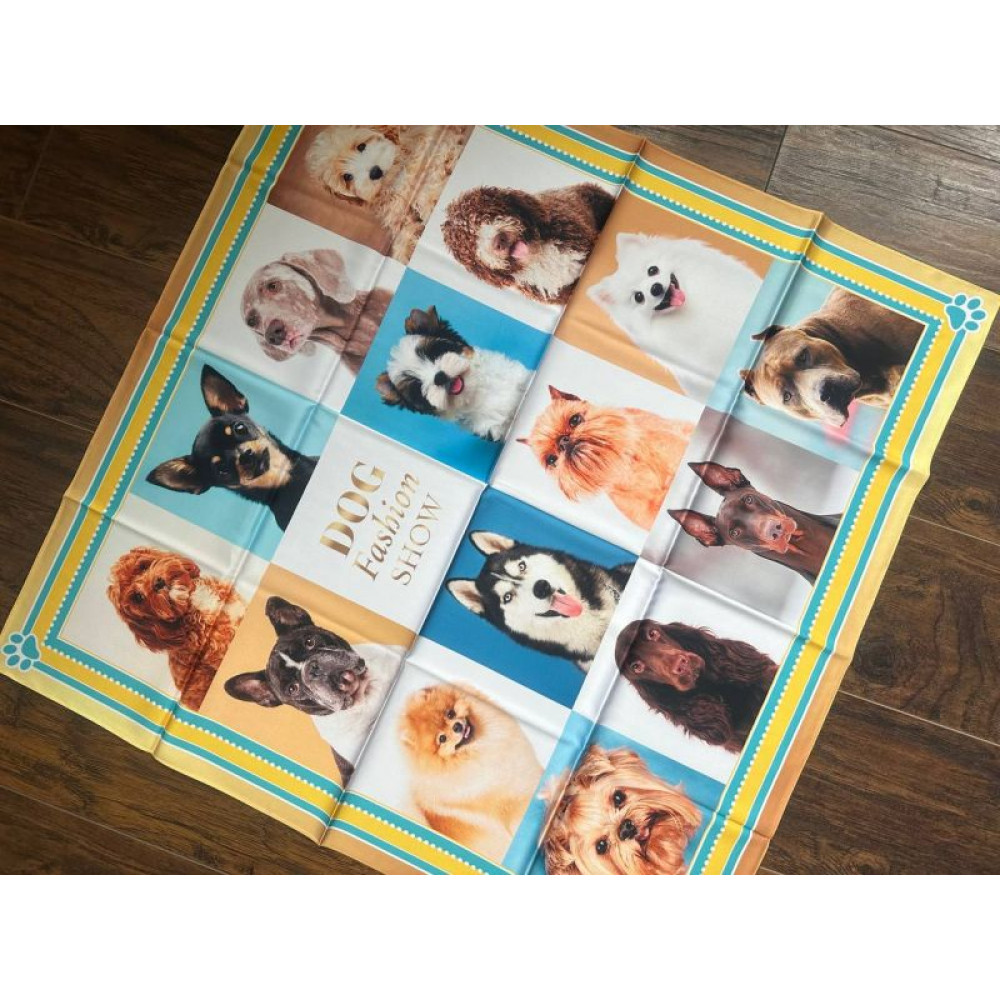 Дизайнерська хустка My Scarf "DOG SHOW" 70 на 70 см лімітована колекція