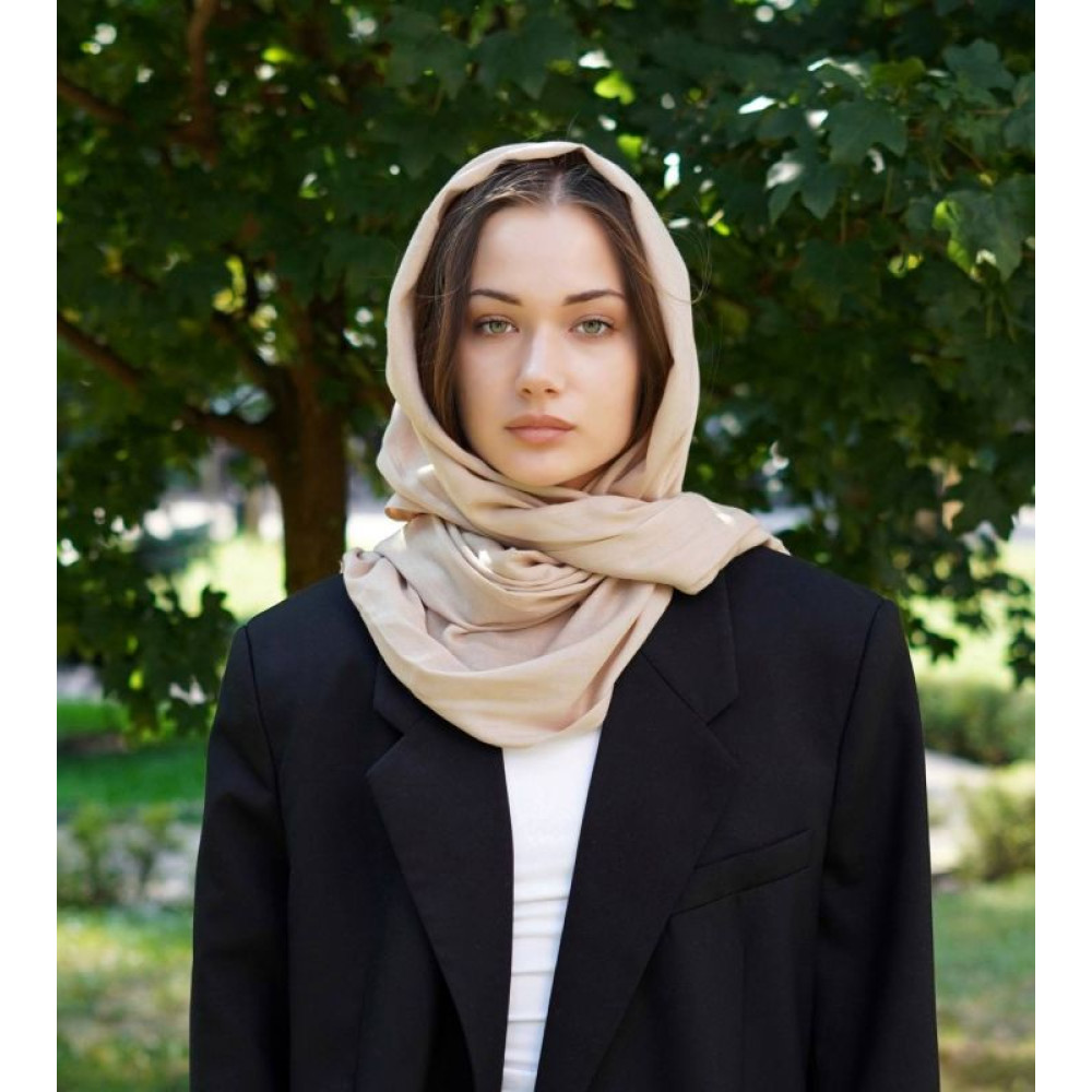 Жіночий світлий бежевий  шарф великий котоновий шарф "Мілан" від My scarf 180 на 60 см
