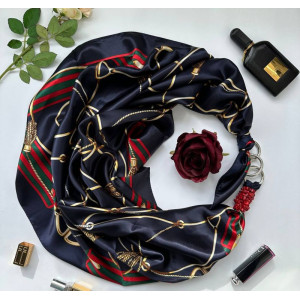 Дизайнерська хустка "Королівський синій" від бренду My Scarf, прикрашена коралом