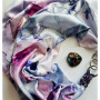 Дизайнерська шовкова хустка My Scarf "Блакитна троянда" 90 на 90 см  з каменем аметист
