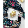 Дизайнерська шовкова хустка My Scarf "Французький шик" 90 на 90 см, оздоблена камінням агат