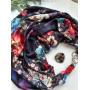 Дизайнерська шовкова хустка My Scarf "Українська ніч" 90 на 90 см, Преміу ВІП колекція, прикрашена коралом