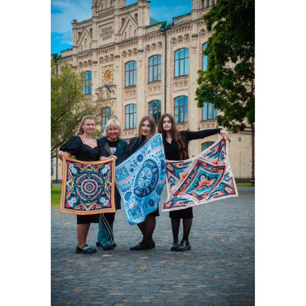 Велика дизайнерська хустка My Scarf "Круговорот життя 90 на 90 см