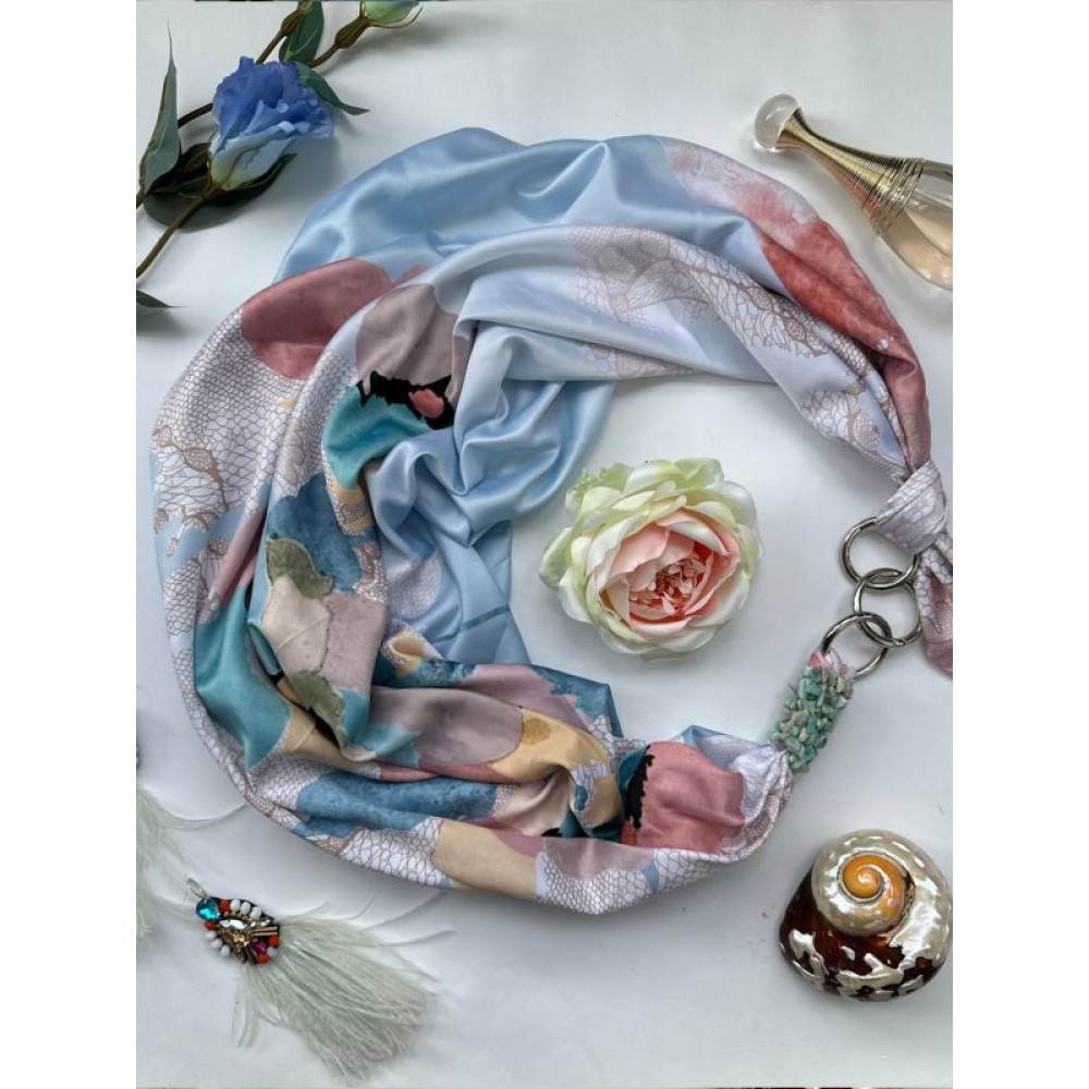 Дизайнерська хустка "Блакитний сад" від бренду My Scarf, преміум колекція