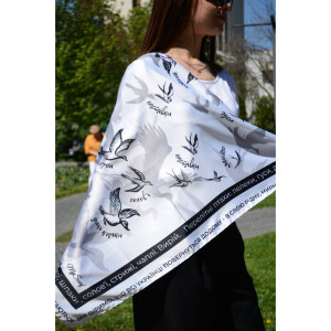 Дизайнерська хустка "Перелітні пташки" My Scarf, 90 см на 90 см