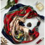 Дизайнерська шовкова хустка My Scarf "Червона елегія" 90 на 90 см, оздоблена камінням