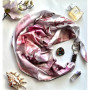 Дизайнерська шовкова хустка My Scarf "Рожева троянда" 90 на 90 см  з каменем гранат