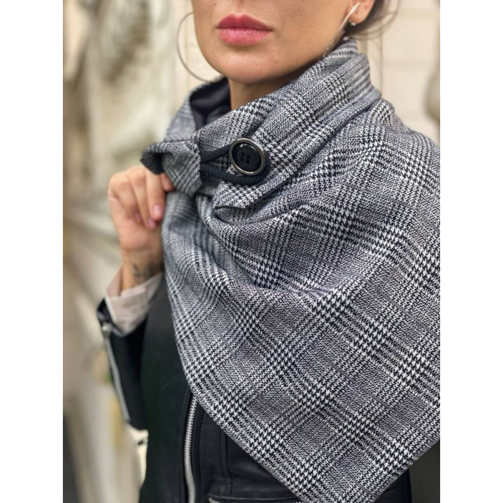 Шарф унісекс My Scarf двосторонній, карта сірий кежуал віскоза, трикотаж у дрібну карту