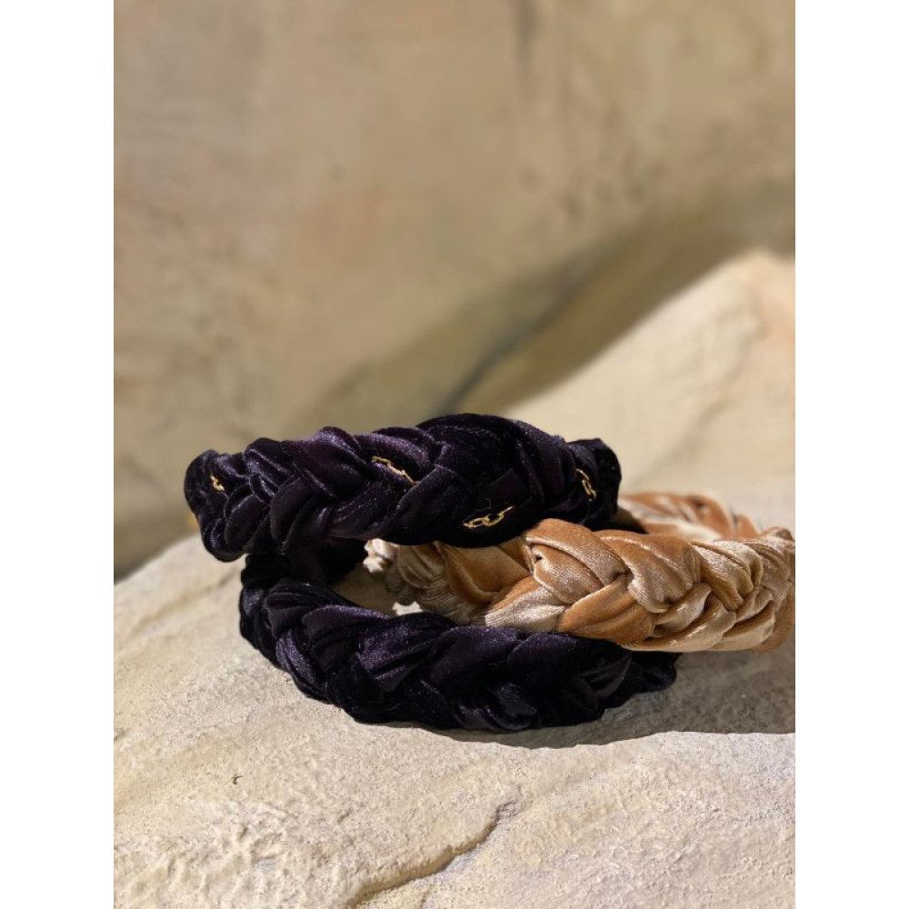 Оксамитовий чорний обруч кіска з золотим ланцюжком My Scarf