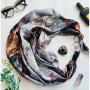 Дизайнерська шовкова хустка My Scarf "Срібна перлина" 90 на 90 см прикрашений  натуральним агатом