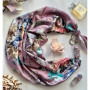 Дизайнерська шовкова хустка My Scarf "Рожева перлина" 90 на 90 см  з каменем рожевий кварц і амазоніт