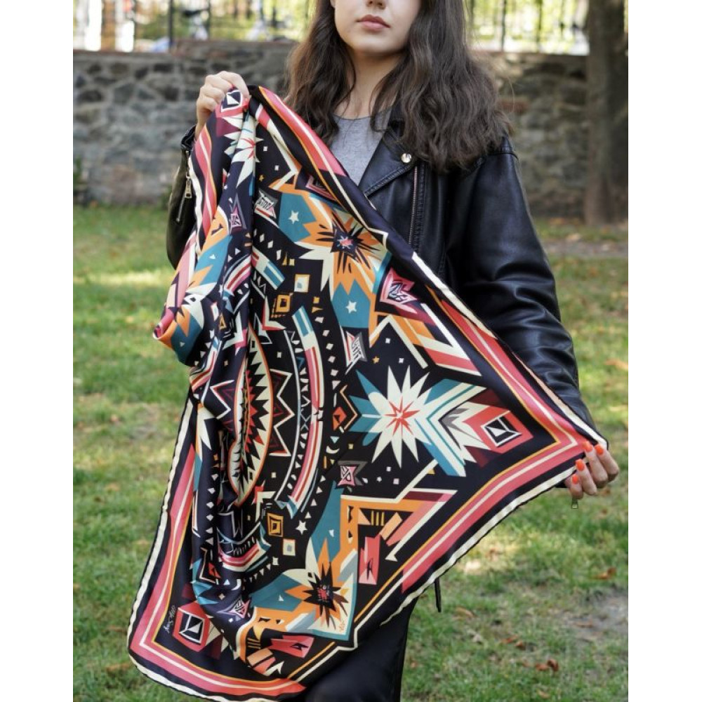 Велика дизайнерська хустка My Scarf "Косові мотиви" 90 на 90 см