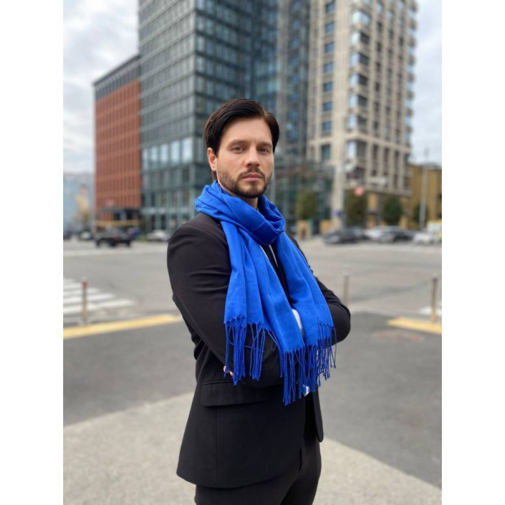 Чоловічий синій шарф великий чоловічий котоновий шарф "Мілан" від My scarf 180 на 60 см