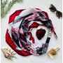 Дизайнерська шовкова хустка My Scarf «Червоне  то любов» 90 на 90 см, прикрашена камінням