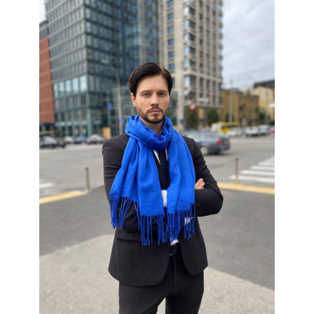 Чоловічий синій шарф великий чоловічий котоновий шарф "Мілан" від My scarf 180 на 60 см