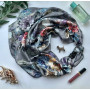 Дизайнерська шовкова хустка My Scarf "Срібляста перлина" 90 на 90 см  прикрашена обсідіантом