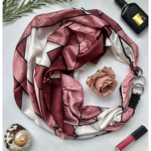 Дизайнерська хустка "Рожевий лід" від бренда My Scarf, прикрашена натуральним каменем гранат