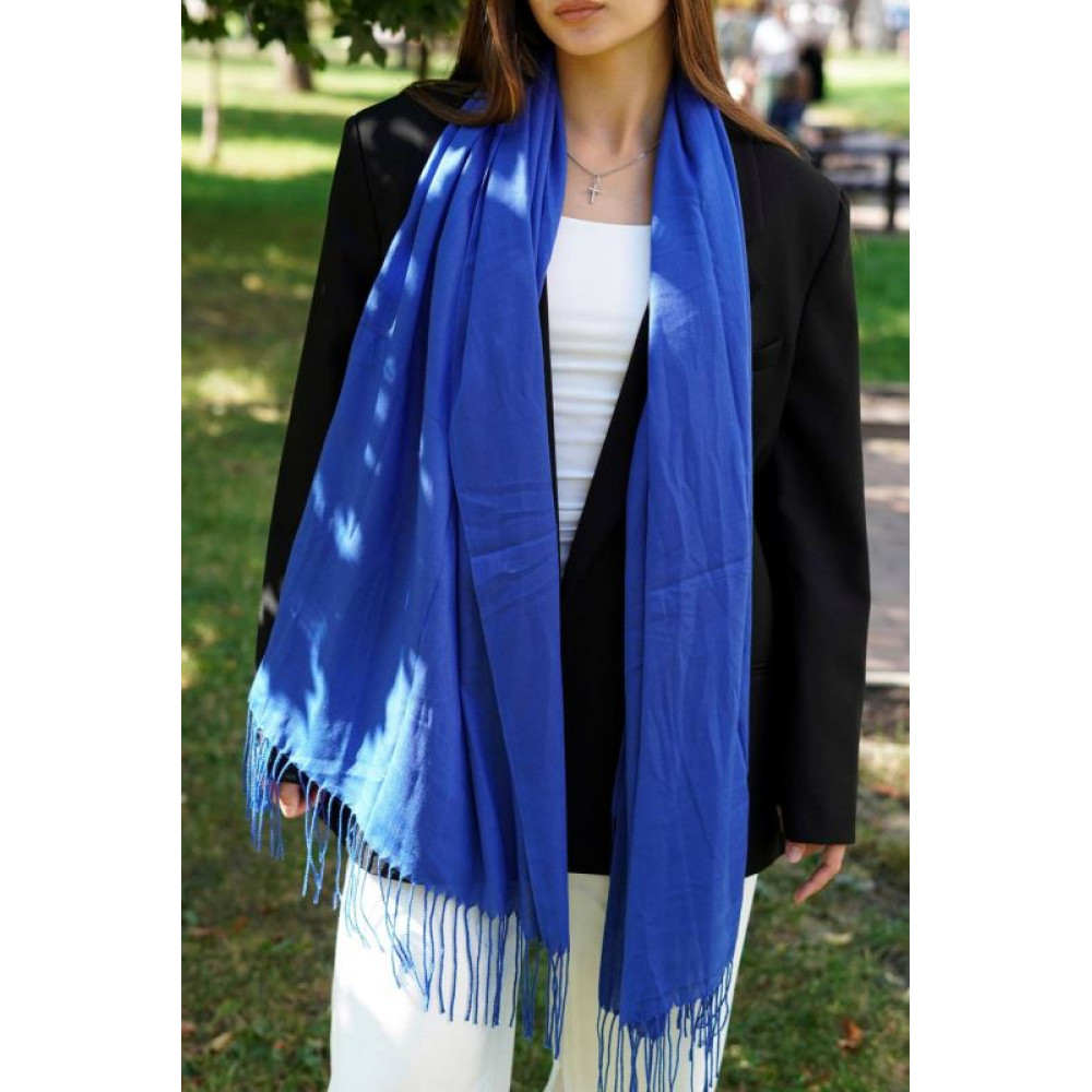Жіночий яскравий синій шарф, великий котоновий шарф "Мілан" від My scarf 180 на 60 см