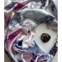 Дизайнерська шовкова хустка My Scarf "Блакитна троянда" 90 на 90 см  з каменем аметист
