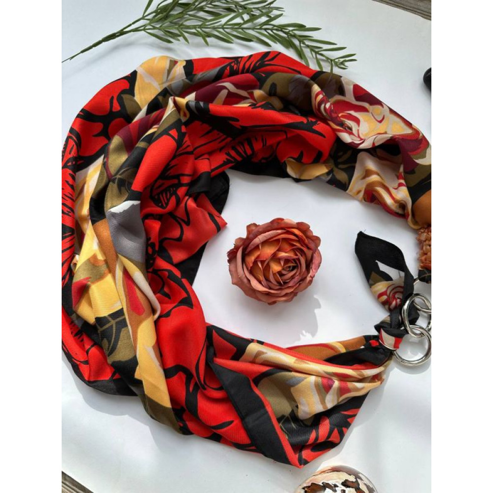Дизайнерська хустка "Червона троянда кохання" від бренду My Scarf, натуральне каміння яшма