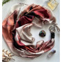 Дизайнерська шовкова хустка My Scarf "Шоколадна пристрасть" 90 на 90 см прикрашений  натуральним агатом