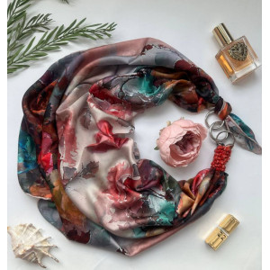 Дизайнерська хустка "Гра пристрасті" від бренда My Scarf, прикрашена натуральним каменем корал