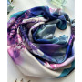 Дизайнерська шовкова хустка My Scarf "Блакитна гортензія" 90 на 90 см  з каменем аметист