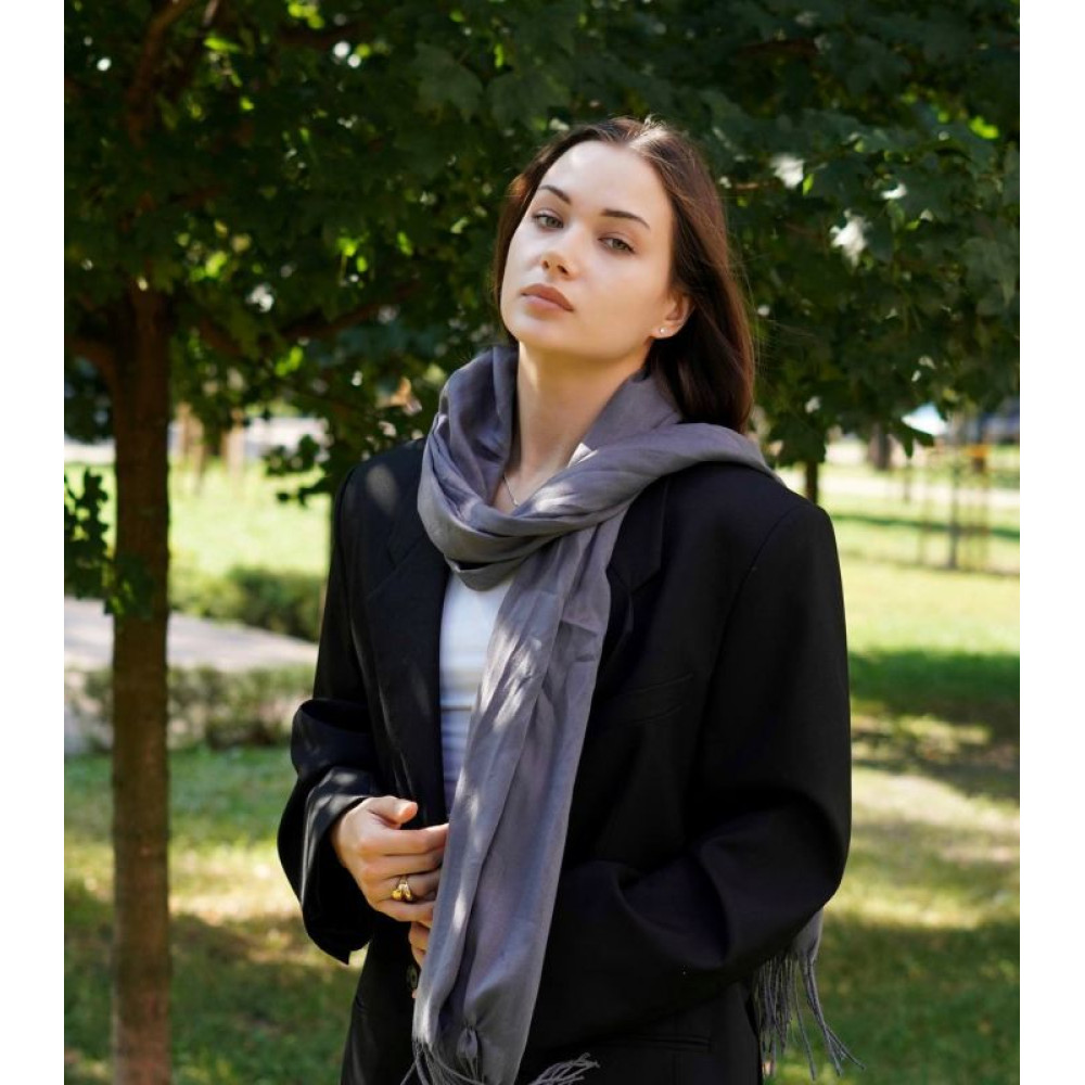 Жіночий сірий шарф великий котоновий шарф "Мілан" від My scarf 180 на 60 см